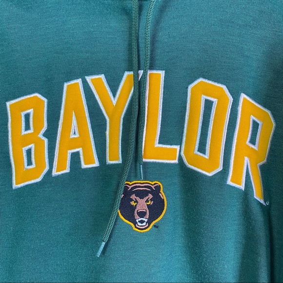 Vintage Y2K Baylor Bears Collegiate Hoodie Sweater Medium Green Yellow - Picture 3 of 9